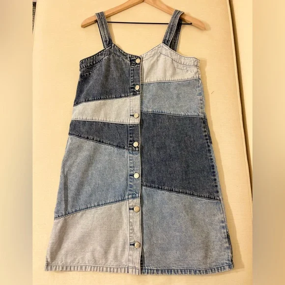 Gap Dress - Women's XS Extra Small Denim Blue Jean - Patchwork Sundress Mini - Picture 2 of 10